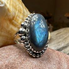 Load image into Gallery viewer, Celtic Mystic Ring, Blue Labradorite Jewelry, Statement Ring, Celestial Jewelry, Celtic Jewelry, Anniversary Gift, Wiccan Jewelry, Wife Gift