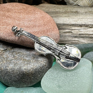 Irish Fiddle Celtic Brooch, Celtic Music Pin, Violin Jewelry, Musician Gift, Silver Violin, Orchestra, Music Teacher Gift, Orchestra Jewelry