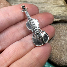 Load image into Gallery viewer, Irish Fiddle Celtic Brooch, Celtic Music Pin, Violin Jewelry, Musician Gift, Silver Violin, Orchestra, Music Teacher Gift, Orchestra Jewelry