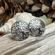 Load image into Gallery viewer, Tree of Life Stud Earrings, Tree Studs, Celtic Jewelry, Anniversary Gift, Bridal Jewelry, Norse Jewelry, Yoga Jewelry, Wiccan Jewelry