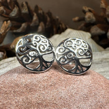 Load image into Gallery viewer, Tree of Life Stud Earrings, Tree Studs, Celtic Jewelry, Anniversary Gift, Bridal Jewelry, Norse Jewelry, Yoga Jewelry, Wiccan Jewelry