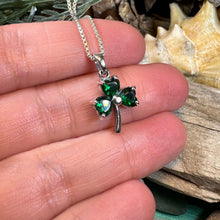 Load image into Gallery viewer, Shamrock Necklace, Clover Pendant, Irish Necklace, Irish Gift, Anniversary Gift, Emerald Ireland Jewelry, Friendship Gift, Celtic Necklace