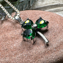 Load image into Gallery viewer, Shamrock Necklace, Clover Pendant, Irish Necklace, Irish Gift, Anniversary Gift, Emerald Ireland Jewelry, Friendship Gift, Celtic Necklace