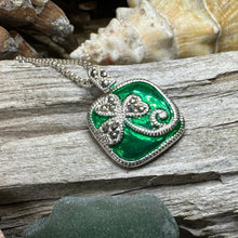 Load image into Gallery viewer, Shamrock Necklace, Clover Pendant, Irish Necklace, Irish Gift, Anniversary Gift, Emerald Ireland Jewelry, Friendship Gift, Celtic Necklace