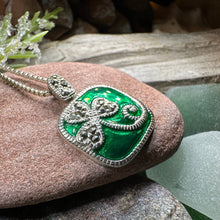Load image into Gallery viewer, Shamrock Necklace, Clover Pendant, Irish Necklace, Irish Gift, Anniversary Gift, Emerald Ireland Jewelry, Friendship Gift, Celtic Necklace