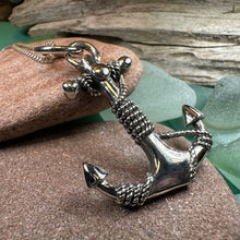 Load image into Gallery viewer, Anchor Necklace, Nautical Jewelry, Christian Pendant, Hope Necklace, Retirement Gift, Dad Gift, Mindfulness Gift, Ship Jewelry, Silver