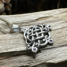 Load image into Gallery viewer, Celtic Knot Necklace, Love Knot Jewelry, Celtic Heart Pendant, Scotland Jewelry, Irish Jewelry, Amethyst, Pagan Jewelry, Scotland Jewelry
