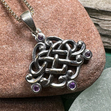 Load image into Gallery viewer, Celtic Knot Necklace, Love Knot Jewelry, Celtic Heart Pendant, Scotland Jewelry, Irish Jewelry, Amethyst, Pagan Jewelry, Scotland Jewelry