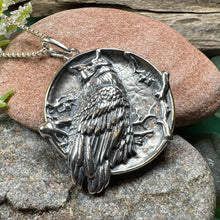 Load image into Gallery viewer, Owl Necklace, Full Moon Pendant, Nature Jewelry, Bird Necklace, Bird Lover Gift, Owl Gift, Woodland Jewelry, Irish Jewelry, Mom Gift