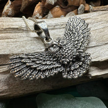 Load image into Gallery viewer, Owl Necklace, Flying Owl Pendant, Nature Jewelry, Bird Necklace, Bird Lover Gift, Silver Owl Gift, Woodland Jewelry, Irish Jewelry, Mom Gift