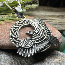 Load image into Gallery viewer, Raven Necklace, Bird Jewelry, Celtic Pendant, Black Bird Pendant, Animal Jewelry, Pagan Jewelry, Nature Lover, Poe Jewelry, Gothic Jewelry