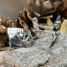 Load image into Gallery viewer, Claddagh Cuff Links, Irish Jewelry, Mens Celtic Jewelry, Silver Gift for Him, Dad Gift, Groom Gift, Dad Gift, Graduation Gift, Brother Gift