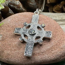 Load image into Gallery viewer, Celtic Cross Necklace, Scottish Jewelry, Diamond Cross Pendant, First Communion Cross, Christian Jewelry, Religious Jewelry, Scotland Gift