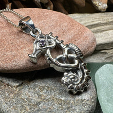 Load image into Gallery viewer, Seahorse Necklace, Celtic Jewelry, Nautical Pendant, Irish Jewelry, Celtic Knot Jewelry, Scottish Gift, Anniversary Gift, Ocean Jewelry