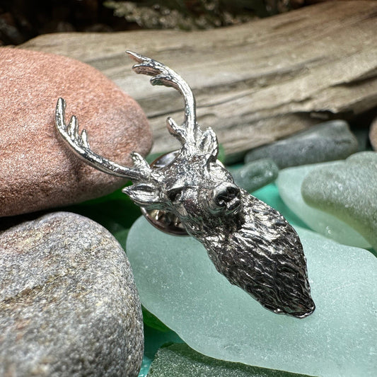 Stag Brooch, Scotland Jewelry, Stag Lapel Pin, Celtic Pin, Animal Jewelry, Scottish Brooch, Scotland Pin, Nature Jewelry, Hunter Gift