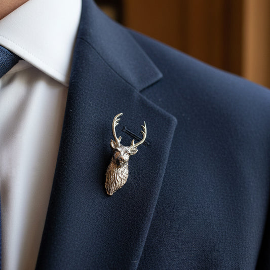 Scottish Stag Lapel Pin in Pewter — view 2