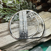 Load image into Gallery viewer, Mackintosh Rose Brooch, Scotland Jewelry, Mackintosh Jewelry, Celtic Pin, Scarf Pin, Art Deco Jewelry, Mom Gift, Silver Pin, Graduation Gift