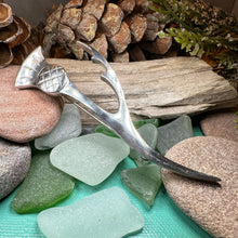 Load image into Gallery viewer, Thistle Kilt Pin, Celtic Jewelry, Scottish Pin, Pewter Pin, Celtic Groom Gift, Bagpiper Gift, Scotland Jewelry, Dad Gift, Anniversary Gift