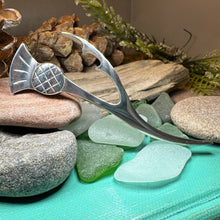 Load image into Gallery viewer, Thistle Kilt Pin, Celtic Jewelry, Scottish Pin, Pewter Pin, Celtic Groom Gift, Bagpiper Gift, Scotland Jewelry, Dad Gift, Anniversary Gift