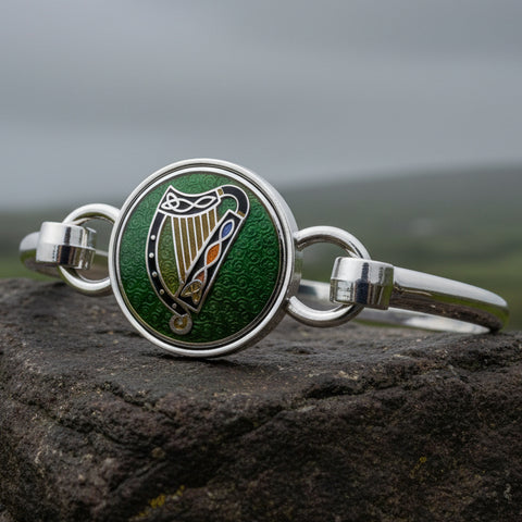 Load image into Gallery viewer, Celtic Harp Bracelet, Celtic Jewelry, Irish Jewelry, Bangle Bracelet, Scotland Jewelry, Ireland Jewelry, Wife Gift, Irish Harp Bangle