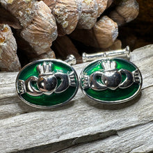 Load image into Gallery viewer, Claddagh Cuff Links, Irish Jewelry, Mens Celtic Jewelry, Silver Gift for Him, Dad Gift, Groom Gift, Dad Gift, Graduation Gift, Brother Gift