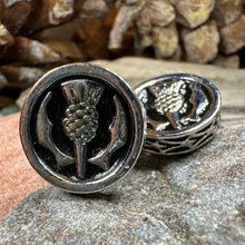 Load image into Gallery viewer, Thistle Cuff Links, Scotland Jewelry, Celtic Jewelry, Dad Gift, Bagpiper Gift, Groom Gift, Best Man Gift, Boyfriend Gift, Husband Gift
