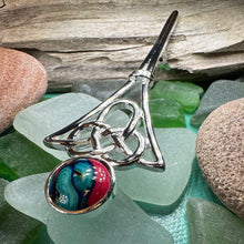 Load image into Gallery viewer, Celtic Kilt Pin, Scotland Jewelry, Scottish Brooch, Outlander Jewelry, Scottish Kilt Pin, Scotland Pin, Heathergems Pin, Pewter Celtic Pin