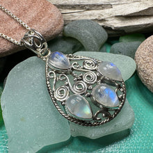 Load image into Gallery viewer, Celtic Spiral Necklace, Moonstone Necklace, Celtic Pendant, Anniversary Gift, Wiccan Jewelry, Pagan Necklace, Wife Gift, Sterling Silver