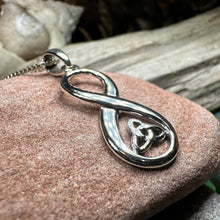 Load image into Gallery viewer, Trinity Knot Necklace, Infinity Jewelry, Celtic Jewelry, Irish Jewelry, Anniversary Gift, Mom Gift, Best Friend Gift, Girlfriend Gift