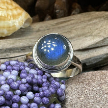 Load image into Gallery viewer, Celtic Mystic Ring, Labradorite Jewelry, Boho Statement Ring, Celestial Jewelry, Celtic Jewelry, Anniversary Gift, Wiccan Jewelry, Wife Gift