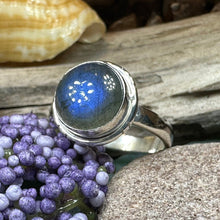 Load image into Gallery viewer, Celtic Mystic Ring, Labradorite Jewelry, Boho Statement Ring, Celestial Jewelry, Celtic Jewelry, Anniversary Gift, Wiccan Jewelry, Wife Gift