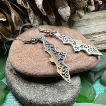 Load image into Gallery viewer, Gothic Bat Earrings, Celtic Jewelry, Pewter Bat Earrings, Victorian Earrings, Friendship Gift, Halloween Gift, Witch Jewelry, EA Poe Gift