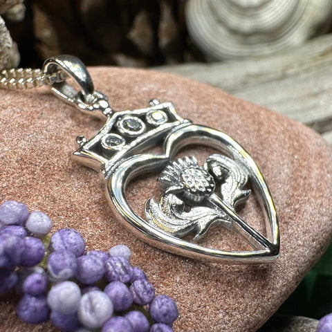 Load image into Gallery viewer, Luckenbooth Necklace, Outlander Jewelry, Scotland Jewelry, Bridal Jewelry, Amethyst Necklace, Heart Pendant, Bride Gift, Wife Gift, Mom Gift