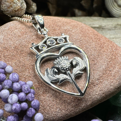 Luckenbooth Necklace, Outlander Jewelry, Scotland Jewelry, Bridal Jewelry, Amethyst Necklace, Heart Pendant, Bride Gift, Wife Gift, Mom Gift