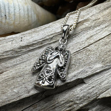 Load image into Gallery viewer, Celtic Angel Necklace, Celtic Jewelry, Irish Pendant, Angel Pendant, Spiritual Jewelry, Memorial Jewelry, Religious Jewelry, Shamrock Gift