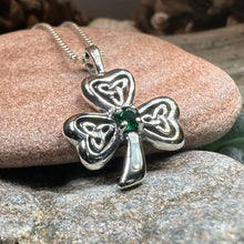 Load image into Gallery viewer, Shamrock Necklace, Clover Pendant, Irish Necklace, Irish Gift, Anniversary Gift, Emerald Ireland Jewelry, Friendship Gift, Celtic Necklace