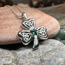 Load image into Gallery viewer, Shamrock Necklace, Clover Pendant, Irish Necklace, Irish Gift, Anniversary Gift, Emerald Ireland Jewelry, Friendship Gift, Celtic Necklace