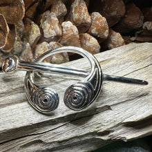 Load image into Gallery viewer, Celtic Brooch, Celtic Jewelry, Silver Celtic Spiral Pin, Irish Pin, Anniversary Gift, Wiccan Jewelry, Norse Jewelry, Scottish Pin, Mom Gift