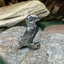 Load image into Gallery viewer, Puffin Lapel Pin, Scotland Jewelry, Bird Pin, Seashore Bird Jewelry, Cute Scatter Pin, Scottish Jewelry, Puffin Jewelry, Silver Brooch
