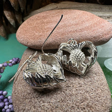 Load image into Gallery viewer, Thistle Earrings, Celtic Jewelry, Silver Scottish Earrings, Outlander Jewelry, Flower Jewelry, Mom Gift, Nature Jewelry, Large Drop Earrings