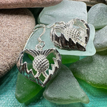 Load image into Gallery viewer, Thistle Earrings, Celtic Jewelry, Silver Scottish Earrings, Outlander Jewelry, Flower Jewelry, Mom Gift, Nature Jewelry, Large Drop Earrings