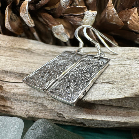 Load image into Gallery viewer, Celtic Birds Earrings, Irish Jewelry, Scottish Drop Earrings, Silver Ireland Jewelry, Anniversary Gift, Mom Gift, Wife Gift, Graduation Gift