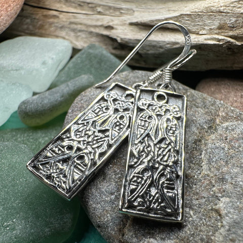 Load image into Gallery viewer, Celtic Birds Earrings, Irish Jewelry, Scottish Drop Earrings, Silver Ireland Jewelry, Anniversary Gift, Mom Gift, Wife Gift, Graduation Gift