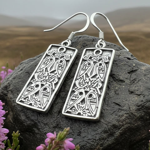 Load image into Gallery viewer, Celtic Birds Earrings, Irish Jewelry, Scottish Drop Earrings, Silver Ireland Jewelry, Anniversary Gift, Mom Gift, Wife Gift, Graduation Gift