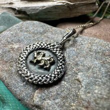Load image into Gallery viewer, Welsh Dragon Necklace, Wales Necklace, Celtic Dragon, Celtic Jewelry, Silver Dragon, Pagan Jewelry, Wiccan Jewelry, Fantasy Jewelty