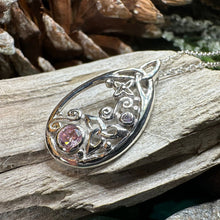 Load image into Gallery viewer, Celtic Knot Necklace, Celtic Jewelry, Irish Jewelry, Scottish Jewelry, Pink Topaz Pendant, Trinity Knot, Scotland Jewelry, Anniversary Gift