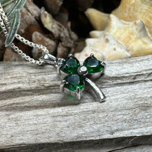 Load image into Gallery viewer, Shamrock Necklace, Clover Pendant, Irish Necklace, Irish Gift, Anniversary Gift, Emerald Ireland Jewelry, Friendship Gift, Celtic Necklace