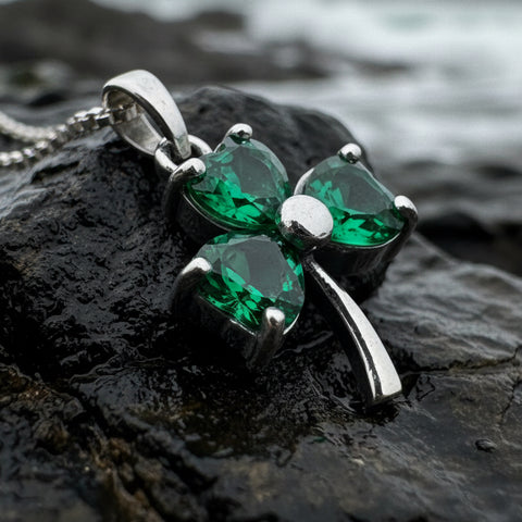 Load image into Gallery viewer, Shamrock Necklace, Clover Pendant, Irish Necklace, Irish Gift, Anniversary Gift, Emerald Ireland Jewelry, Friendship Gift, Celtic Necklace