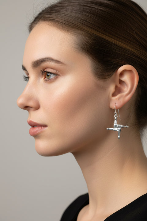 Load image into Gallery viewer, Saint Brigid's Cross Earrings, Irish Jewelry, Gift for Her, Bride Gift, Saint Brigit, Wiccan Jewelry, St. Bridget's Cross, Spiritual Jewelry