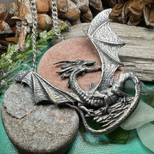 Load image into Gallery viewer, Dragon Necklace, Celtic Jewelry, Pagan Jewelry, Gothic Necklace, Wiccan Jewelry, Welsh Dragon Pendant, Pagan Jewelry, Wales Jewelry